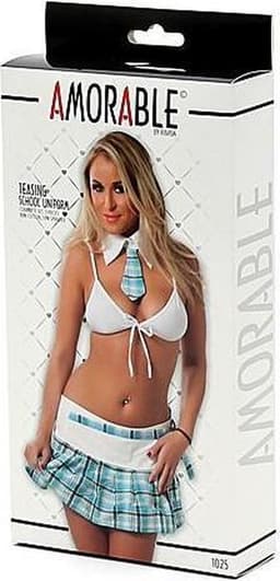 Amorable - School Uniform Met Geruit Rokje - Blauw/Wit M/L — thumbnail 4