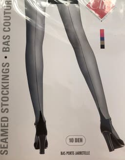 Clio Kousen - Jarretel Kousen - Zwart met Zwarte Naad - 10 Den. - T3 - Medium — thumbnail 2