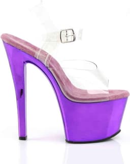 Pleaser - SKY-308 Sandaal met enkelband, Paaldans schoenen - Paaldans schoenen - 35 Shoes - Paars/Transparant — thumbnail 5