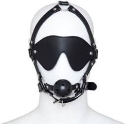 Compleet Hoofd Harnas met Ballgag en Blinddoek — thumbnail 4