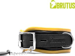 BRUTUS LEATHER - Leren Halsband - Zwart/Geel — thumbnail 1