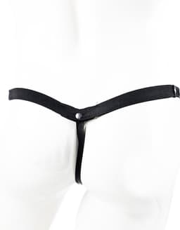 String Man - sexy Lingerie Heren S/M -Open voorkant - Zwart mannen string Imitatie leer SM kleding — thumbnail 3