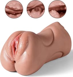 Quick Relief Vanessa™ - Blowjob Masturbator - Pocket Pussy - 3 in 1 Blowjob, Vagina & Anus - Sex Toy voor Mannen - voor Heren - Stroker - Seks - 20 cm - Bruin — thumbnail 4