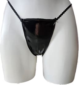 String - Maat S/M Datex LATEX en Stof- Zwart - - Fetish erotische kleding dames — thumbnail 2