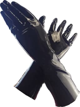 BamBella® - 100% LATEX Handschoenen kort BDSM SM sexy glans handschoen Zwart — thumbnail 3