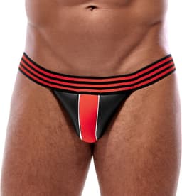 Svenjoyment Opvallend Gestreepte Jockstrap in Neopreen Gestreepte Look - Maat S/M — thumbnail 1
