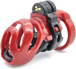 BRUTUS Cyborg Cage - Chastity Cage Kuisheidskooi - Zwart/Rood — thumbnail 1
