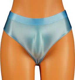 Satijnen Dames Slip voor Mannen – Glanzend – Hoge Taille – Blauw — thumbnail 1