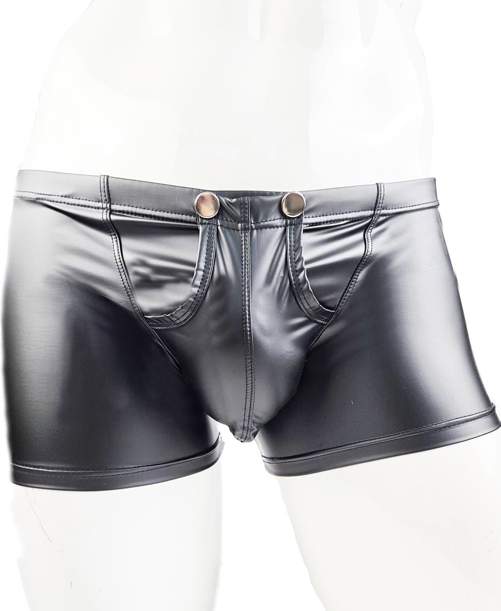 BamBella ® - Boxer short - Maat M - MAT glans - Zwart BDSM kleding kruisloos open kruis erotische heren kleding — afbeelding 1