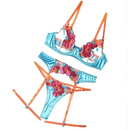 Prachtige elegante lingerie set - 3-delig - Beha, Slip en Jarretels - Erotische vrouwen ondergoed - Sexy en uitdagend - Goede kwaliteit — thumbnail 5