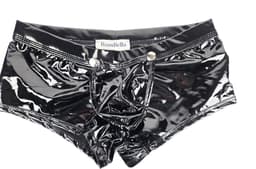 BamBella ® - Boxer short Maat M Datex Zwart (Latex en stof SM kleding BDSM kruisloos erotische heren kleding — thumbnail 3