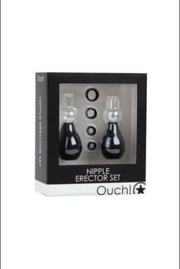 Ouch! Tepel Pomp Set met Ringen voor Verlenging Harde Tepels – Zwart — thumbnail 7