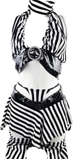 BamBella ® Sexy Erotische Gogo dans Kleding set - Onesize - pak vrouwen zwart wit — thumbnail 4