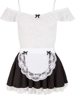 Cottelli Collection – Realistische Dienstmeisje Outfit voor Erotische Rollenspelen Licht Ontbloot met Verstelbare Bandjes – Maat M – Wit — thumbnail 2