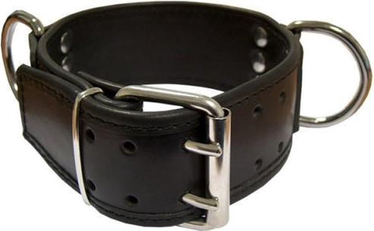 Mister B Leren slavenhalsband D-ringen 5 cm breed — afbeelding 1