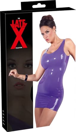 LateX – Latex Mini Jurk met  Pasvorm  en Opvallend Maat 2XL – Paars — thumbnail 4