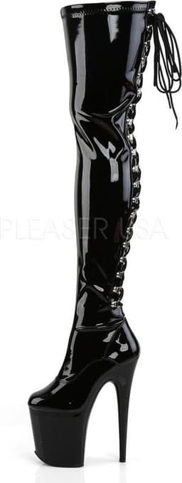 Pleaser - FLAMINGO-3063 Plateau Overknee Laarzen - Paaldans schoenen - 38 Shoes - Zwart — thumbnail 4