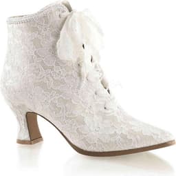 EU 42,5 = US 12 | VICTORIAN-30 | 2 3/4 Flaired Heel Lace Up Ankle Bootie w/Lace Overlay — thumbnail 1