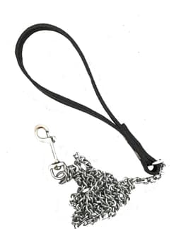 Mister B - Puppy Leash Chain - Puppy Leiband - Metalen Ketting met Leren Handvat — thumbnail 2