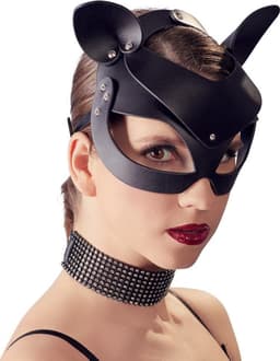 Bad Kitty – Kunstlederen Hoofdmasker met Katten Oortjes Verstelbaar – One Size – Zwart — thumbnail 3