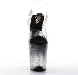 Pleaser - STARDUST-808T Sandaal met enkelband, Paaldans schoenen - Paaldans schoenen - 39 Shoes - Zwart/Wit — thumbnail 2