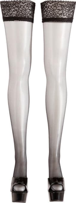Cottelli Collection – Net Kousen Stay Up Variant met Siliconen Sluiting Anti Slip – Maat S – Zwart — thumbnail 3