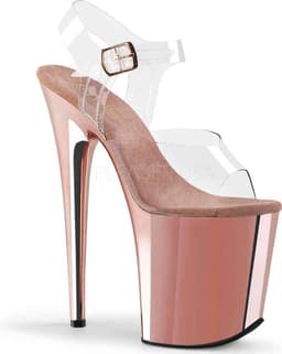 Pleaser - FLAMINGO-808 Sandaal met enkelband, Paaldans schoenen - Paaldans schoenen - 42 Shoes - Roze/Transparant — thumbnail 1