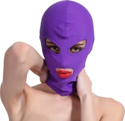 Banoch - Mask/3 hole Purple - Spandex Masker - BDSM - Paars — thumbnail 2
