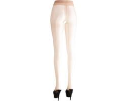 Cottelli Collection – Erotische Panty met Satijnen Glans en Open Kruis voor Ondeugend Plezier – Maat M – beigeig