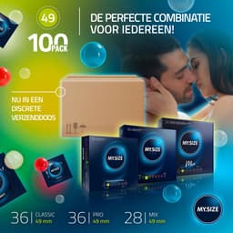 MY.SIZE 100 Condooms 49 mm Megaset Classic+Mix+Pro I Maat 1 I 100 stuks voordeelverpakking I Extra dun Premium condoom I Zeer dun gevoelig I Dunne wand I Vegan condooms I Condooms voor mannen — thumbnail 2
