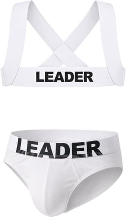 LEADER Essentials Multipack 1x Brief + 1x Harness White - MAAT XS - Erotisch Heren Ondergoed - Slip voor Man - Sexy mannen Slip — thumbnail 1