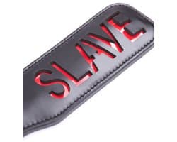 Adultshop - Spankplank SLAVE - kinky - Spankplank SLAVE | Glanzend Zwart PU Leder BDSM Paddle met Rode SLAVE Tekst | Master-Slave Spanking