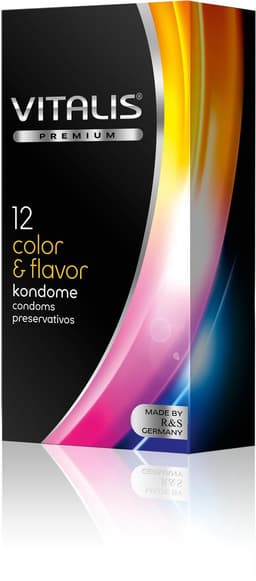 Vitalis Condooms, Onzichtbaar & Intens, Ideal Pasvorm, Uitstekend materiaal, Color & Flavor, 12 stuks — thumbnail 1