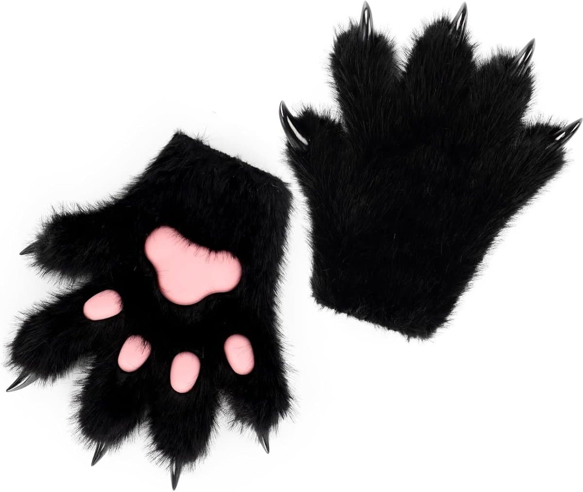 Handschoenen Leuke Vos Wolf Pluche Klauw Fluzzy Mitten Halloween Kerst Cosplay Kostuum voor Mannen Vrouwen — afbeelding 1