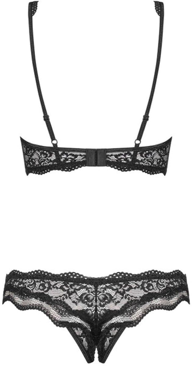 Obsessive Luvae Open Cup Bh  - Erotische Lingerieset - Maat L/XL - Zwart — afbeelding 1