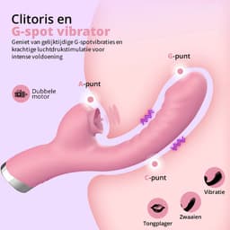 Desiredrops® - satisfaction - Dubbele Penetratie Vibrator - Luchtdruk Vibrator - Clitoris & G Spot stimulator - Krachtig - Vibrators - Vibrators voor vrouwen - Sex toys voor koppels - Vibrator-Discreet Bezorgde -Licking Sucking - sex speeltjes — thumbnail 4