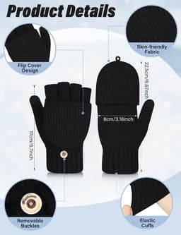 Vingerloze Handschoenen met Kap - Warm Gebreid - Thermisch en Touchscreen - Ideaal voor Sport en Autorijden - ShopVlot — thumbnail 5