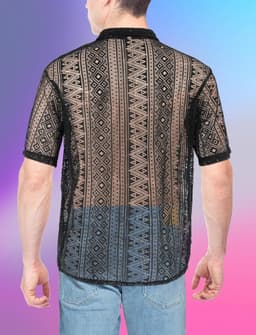 Transparante Mouwloze Blouse voor Mannen - Zomer T-shirt met Zakjes en Lingerie Stijl — thumbnail 5