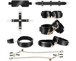 BDSM Bondage Set Sex Speeltjes Sex Toys voor Paren Vrouwen Mannen - Seksspeelgoed en Bondageset Seks Toyset Met Bed Handboeien, Halsband, Enkelboeien, Blinddoek, Tepelklem Sex Toy SM Seksspeeltjes