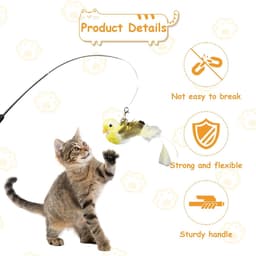 7 stuks kattenspeelgoed, interactief kattenspeelgoed met veren, kattenspeelgoed met 2 intrekbare kattenhengelvervangingen en 5 veren speelgoed met belletjes, voor kleine huiskatten — thumbnail 4