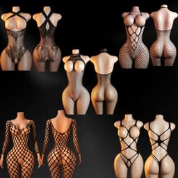 Quick Relief Catsuit Set van 5 – Sexy Bodysuits – Open Kruis – Zwart – Plussize - One size fits all — thumbnail 3