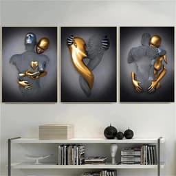 3-delige Kunst Posterset: Romantisch Koppel Beeldhouwkunst Canvas Schilderij (30x40 cm) — thumbnail 3