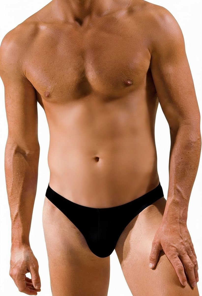 Sexy zwemslip mannen laag model - zwembroek - zwart - maat L/XL — afbeelding 1