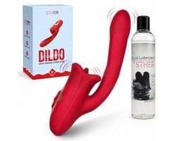 Sther Luxe Vibrator voor Vrouwen & Glijmiddel Set - Clitoris Stimulator met Likkende Tong en Bewegende Mond - 10 Likstanden & 10 Vibratiestanden - Inclusief 250ml Premium Glijmiddel - Waterdicht & Oplaadbaar