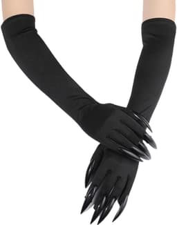 SnelShoppen - Halloween Kostuum Handschoenen Zwart Lange Gloves met Nagels - Herbruikbare Polyester Handschoenen voor Feestelijke Halloween Outfit - U — thumbnail 1