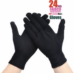 Katoenen Handschoenen Zwart Maat L - Inspectie katoenen werkhandschoenen munt sieraden werknemer etiquette handschoen - Gloves Cotton - Beschermende Handschoenen - Wegwerp Handschoenen 24Stuks/12Pairs L — thumbnail 1