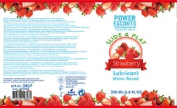 Glijmiddel op Waterbasis 200 ml – Aarbei Smaak – Power Escorts Slide & Play – Geschikt voor Condooms — thumbnail 3