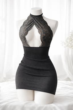Erotische high-class jurk - Sexy jurk - Open decolleté - Mini rok — thumbnail 4