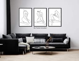 Abstracte Lijntekening Vrouw Lichaam Muurkunst Minimalistisch Canvas Schilderij — thumbnail 4
