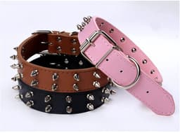 MTTProducts - Hondenhalsband - Dubbele Rij Studs - Hoogwaardige PU - Rood Roos - Rivet Collar - Geschikt voor Middelgrote en Grote Honden - D-ring Beve... — thumbnail 4